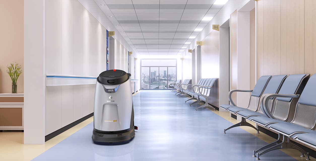Healthcare facility with autonomous cleaning robot